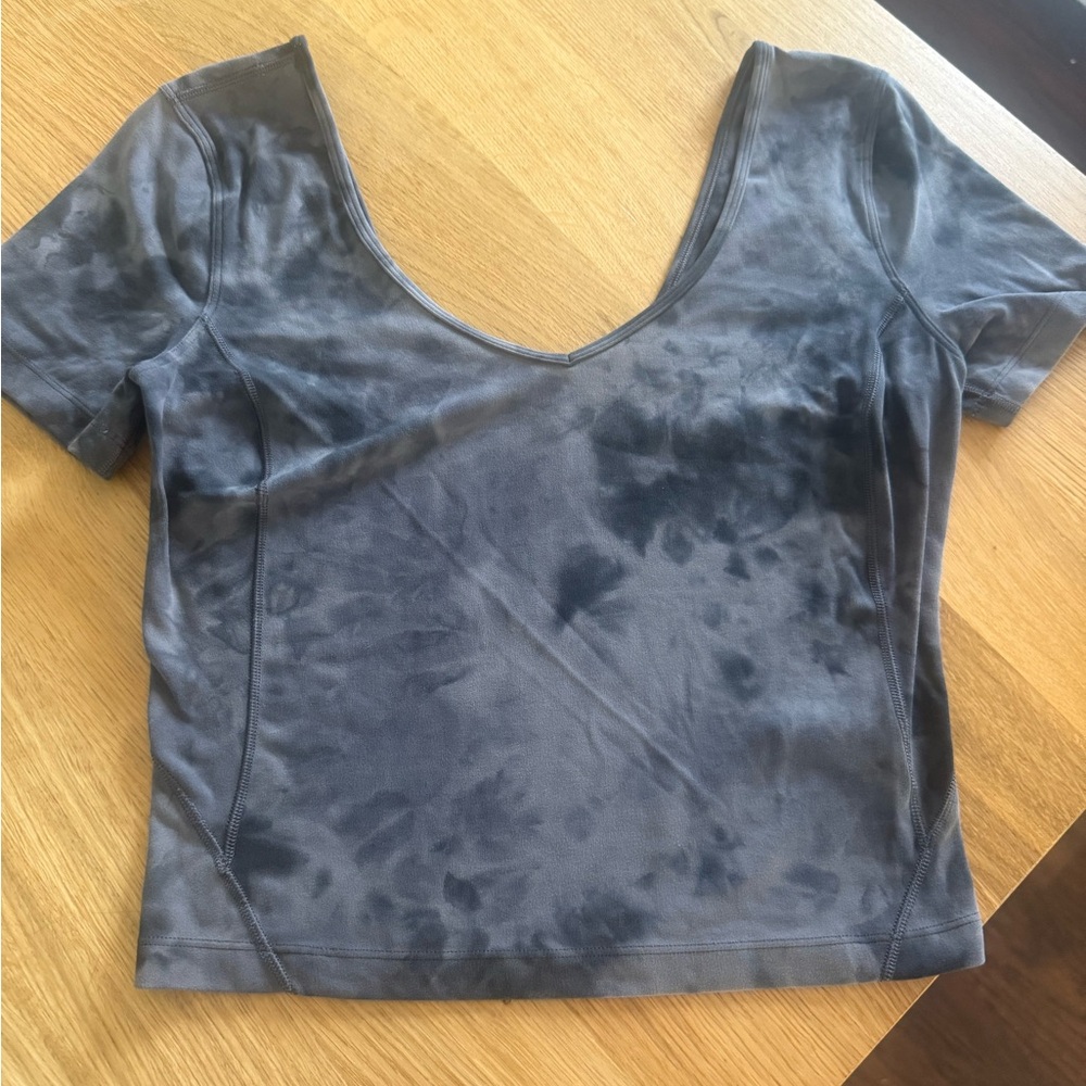 lululemon athletica Black Tie-Dye V-Neck Blouse